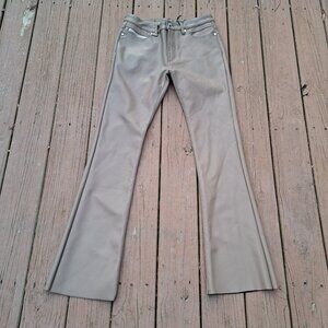 %NWT Rockstar Original Pants 34X36 Brown Faux Leather Flare Unhemmed / J1